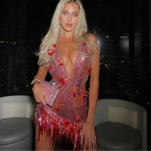 Runway Versace Chain Pink Dress